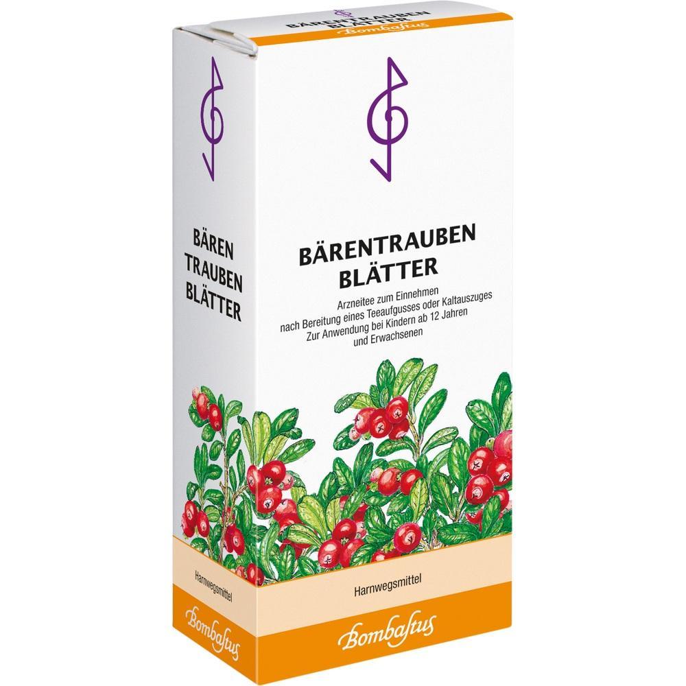 Eine Verpackung mit Bärentraubenblättern für Tee bei Harnwegserkrankungen.